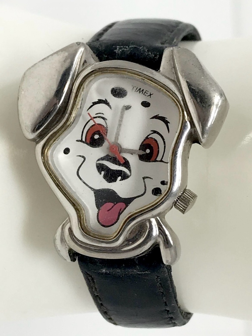 Timex 101 Dalmatians Lucky's Head Watch Face Leather Band Vintage Watch-8"